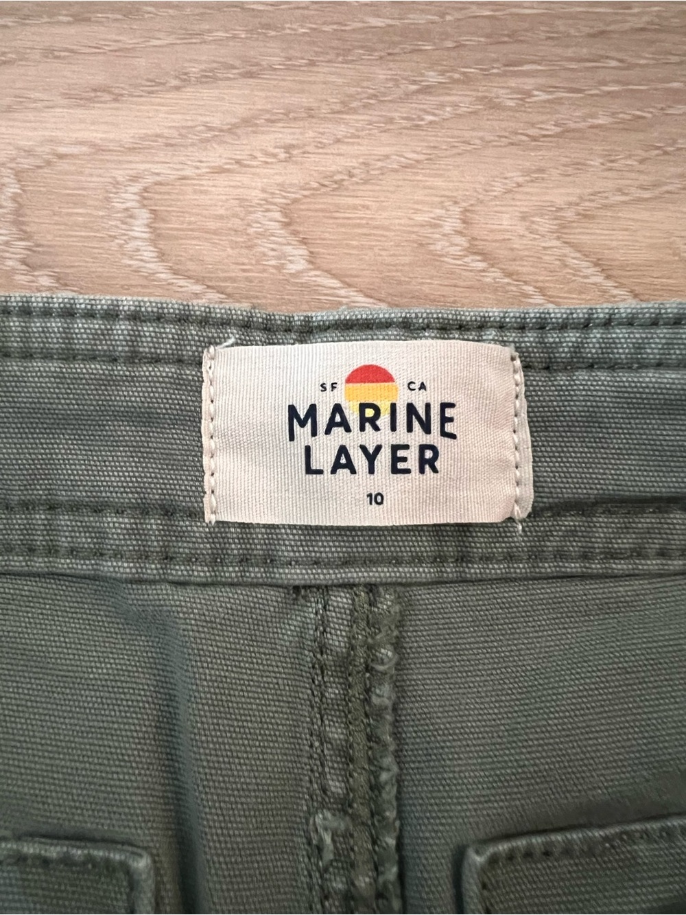 Marine Layer Olive Pants with Branded Waist Tag